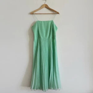 Vintage 90s y2k Mint Green Midi Dress Pleated Strappy Formal Party - Picture 1 of 16