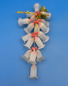 Frosted glass 18 bell cluster hanging wind chime Holly Berries Christmas decor - Picture 1 of 5