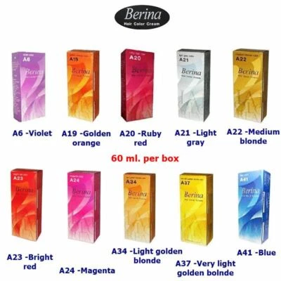 Berina hair color cream permanent hair dye bright color look young soft smooth - Image 1 of 4