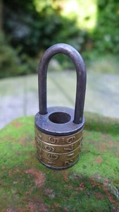 Antique Combination Code Padlock Working Order + Code Collector Rare Brass Q-17 - Picture 1 of 4