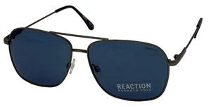 Kenneth Cole Reaction Mens Sunglass Gunmetal Rectangle Aviator , KC1371 8V - Picture 1 of 13