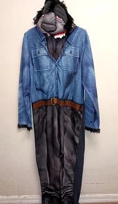 Briefly Stated Werewolf Men's Medium Multicolor 1 Piece Zip Up Pajamas halloween - Image 1 of 4