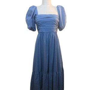 Abercrombie & Fitch Emerson Poplin Puff Sleeve Midi Dress XSP Petite Cottagecore - Picture 1 of 8