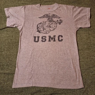Винтажная мужская футболка USMC серая, размер M - Изображение 1 из 4