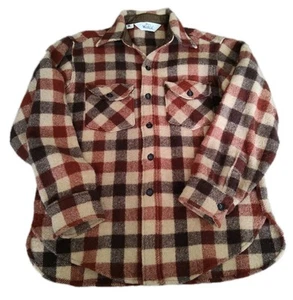 Vintage 1970s Woolrich Mens Wool Flannel Long Sleeve Button Up Shirt Sz M - Picture 1 of 15