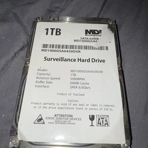 MDD 1TB 7200RPM SATA 3.5" Surveillance Hard Drive -CCTV DVR, Security System - Picture 1 of 3