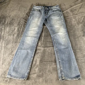 BKE Jeans Herren Größe 31 x 32 Medium Blue Wash Denim Jake Straight Distressed Y2K - Bild 1 von 14