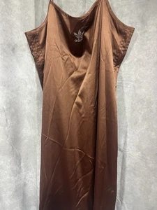 Adidas Originals Dress Womens Size Lg Satin Brown Sleeveless 2000 Luxe NWT - Picture 1 of 6