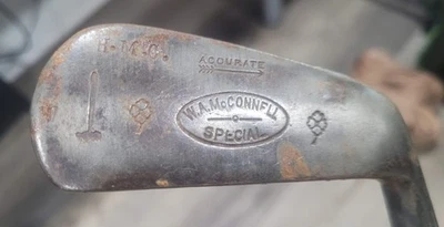 复古 W.A. 古董 McConnell Waco Armarillo 德州山核桃木杆高尔夫球杆 — 第 1/4 张图片