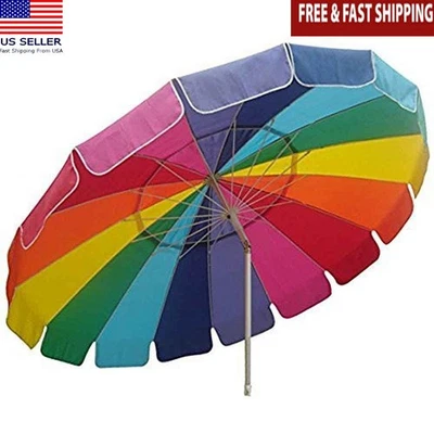 Sombrilla de playa portátil de 8 pies con bolsa de transporte UPF 50 anclaje de arena inclinable ajustable nueva Foto 1 de 4