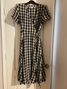 son de flor Wickelkleid XL schwarz-weiß kariert mit Taschen   - Bild 1 von 4