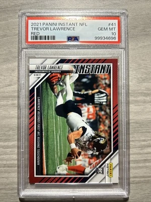 2021 Panini Instant Red Trevor Lawrence Jaguars Rookie RC #/99 PSA 10 #41 - Image 1 of 2