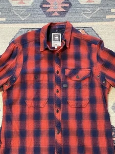G-Star Raw Shirt Wolker Snap Button Long Sleeve Overshirt Red Plaid Men's Large - Picture 1 of 24
