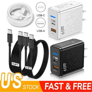 65W Super Fast Type C Wall Charger ,6FT Fast Charging Cable For Cell Phone iPad - Picture 1 of 31