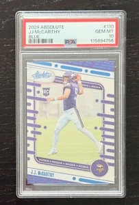 2024 Absolute JJ McCarthy Blue Rookie PSA 10 - Picture 1 of 2
