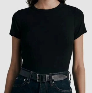 $150 Rag & Bone Women's Black Crew Neck Short Sleeve T-Shirt Top Size S - Picture 1 of 3