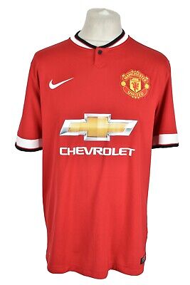T-shirt Nike Manchester United 2014-15 Home Football Taglia L Da Uomo Rossa Vintage • 34.51€