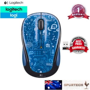 Logitech M325 Wireless Mouse Artist Collection Blue Smile - Picture 1 of 3