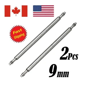 2 Pcs 9mm Watch Band Link Pin Replacement Stainless Steel Double Flanged End. - Bild 1 von 3