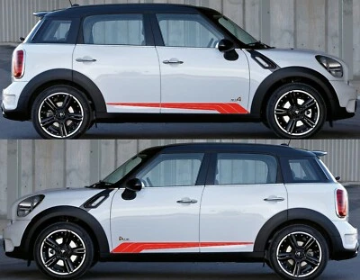 Vinyl Side Door Stripes Sticker Decal For Mini Cooper S Hatch Racing JCW Mirror - Image 1 of 4