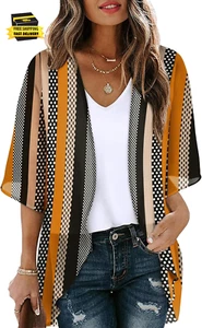 Beach Cover Ups for Women 3/4 Length Sleeve Womens Tops Summer Cardigan Casual B - Picture 1 of 4