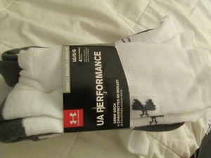 NEW UNISEX 4PK Under Armour Wht/Dark Gray PERFORMANCE Crew Men 9-12.5 FREE SHIP - Picture 1 of 10