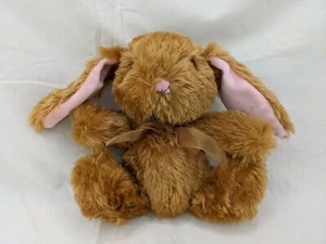 Dan Dee Brown Rabbit Plush 7 Inch Pink Ears Stuffed Animal Toy - Picture 1 of 6