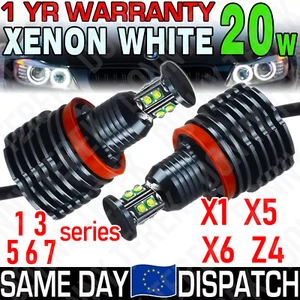 2x LED Angel Eye Halo Ring Light H8 Marker Bulb Canbus For BMW 1 3 5 6 Series X5 - Picture 1 of 7
