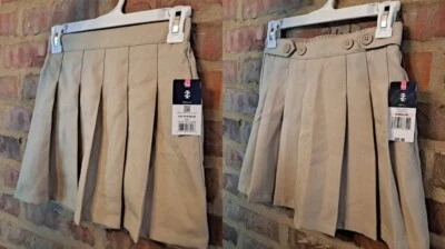 NUEVO CON ETIQUETAS Niñas Caqui Escuela Skorts x 2, Falda con Pantalones Cortos, Juvenil Talla M Regular 10 Foto 1 de 4