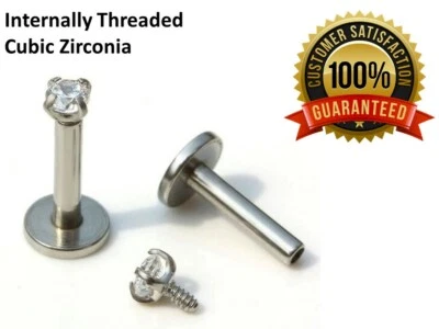 Internally Threaded Cubic Zirconia Crystal Piercing with Four Claws Stud - Image 1 of 4