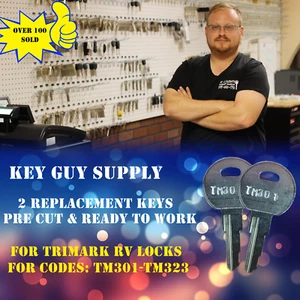 TM301-TM323. New 2 keys for Trimark RV locks Pre Cut to Code Licensed Locksmith, - Picture 1 of 5