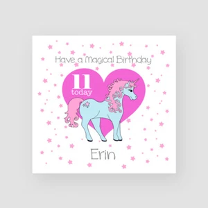 Tarjeta de unicornio personalizada hecha a mano 11 cumpleaños hija nieta sobrina - Imagen 1 de 6