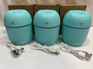 Lot Of 3 - Teal 220ml Portable USB LED Mini Car Home Humidifier Diffuser Mister - Picture 1 of 3