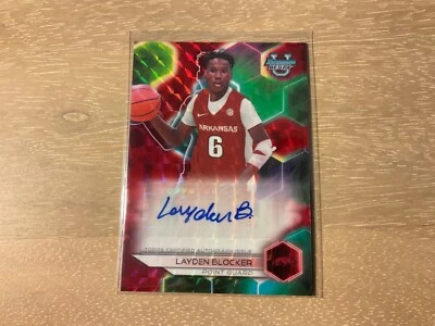 2023-24 Bowman's Best U Layden Blocker Red Geometric Auto 2/10 SP Arkansas - Image 1 of 2