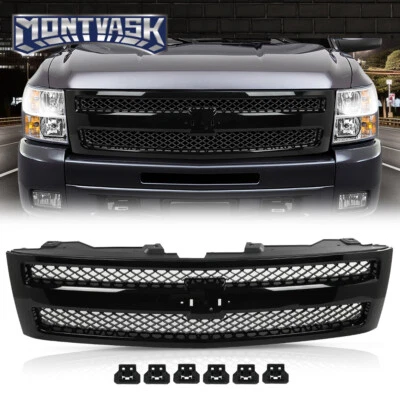 Fit For 07-13 Chevrolet Silverado 1500 Front Upper Bumper Grill Grille Black Foto 1 de 4