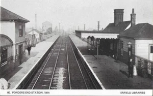 Railway Postcard Ponders End Station 1914 Great Eastern Enfield Libraries - Picture 1 of 1