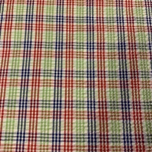 Plaid Checked Seersucker Fabric Red Green Navy Blue Poly Cotton 60" Wide 2 Yards - Picture 1 of 12