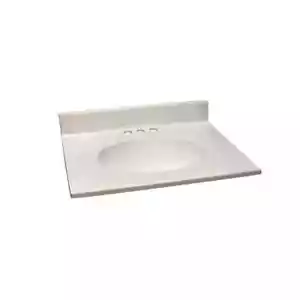 25 in. W x 19 in. D Cultured Marble Vanity Top in Ivory Swirl, 4 in. Faucet Spre - Picture 1 of 3