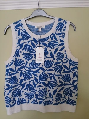 Seasalt 'Clock Tower Vest' - Size 14 - Blue & White - New With Tag - Image 1 of 4