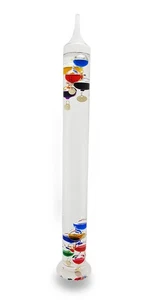 Zeckos Glass Galileo Thermometer With 11 Colored Floating Vessels - Picture 1 of 3