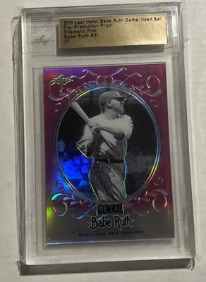 Jogo usado folha de metal bebê Ruth taco 1/1 pré-produção prova rosa prismático 2019 - Imagem 1 de 4