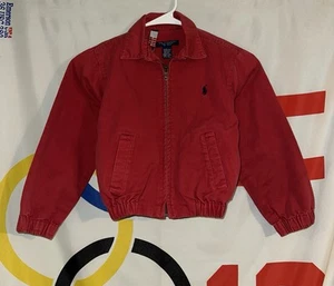 Vintage Ralph Lauren Polo Sport Harrington Jacket Kids 5 Red Boys Full Zip 90s - Picture 1 of 6