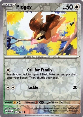 Pidgey 016/165 - REVERSE HOLO - SV: Scarlet & Violet 151 - NM - Image 1 of 2