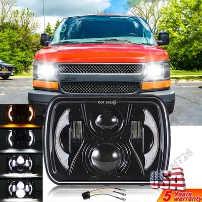 For Chevrolet Express 2500 3500 1500 Astro Cargo Van G10 7x6" Halo LED Headlight - Image 1 of 4