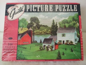 Vintage Guild Picture Puzzle Farm On Lake Shore 304 Pieces 2900 15.5x18 Read - Picture 1 of 4