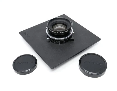 Lente Fuji Fujinon A 1:9 / 240 240mm F9 grande formato copal com placa de sinalização, tampas - Imagem 1 de 4