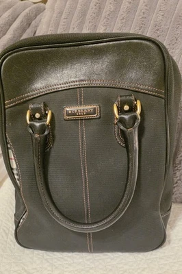 Burberry Golf Tote/Shoe Bag, Black Canvas And Leather, Excellent Condition! Rare - Image 1 of 4