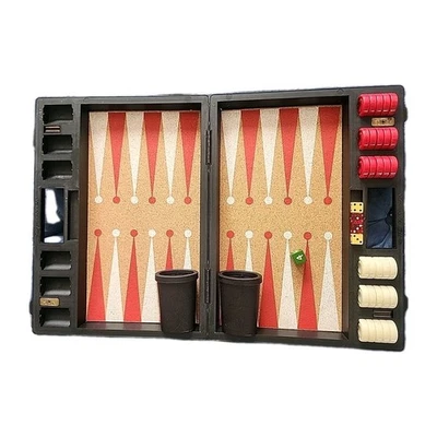 Vintage Pacific Games Backgammon Set with Hard Shell Case & Cork Board Complete! - Image 1 of 4