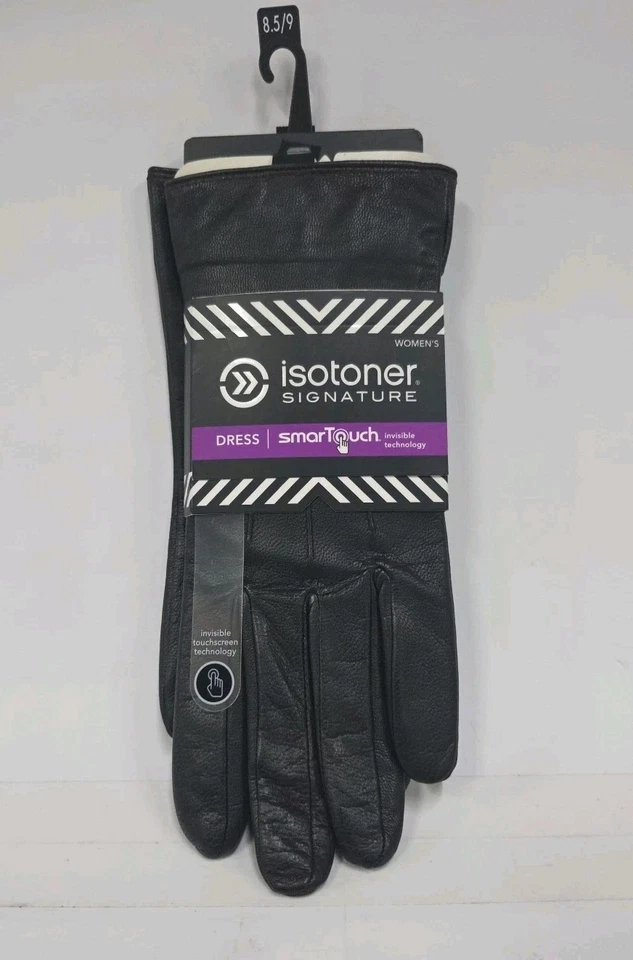 Isotoner Signature Dress Glove, SmarTouch Leather M/L Womens Black Driving Glove - Image 1 of 3