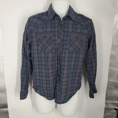 Point Zero Shirt Mens Small Blue Gray Plaid Long Sleeve Button Down Casual - Image 1 of 4
